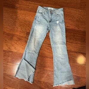Flying Monkey Light Blue Flare Jeans Raw Hem Size 26